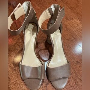 Vince Camuto Block Heel Ankle Strap Shoes Brown Size 11